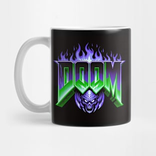 Doom logo Purple and Green flames Mug
